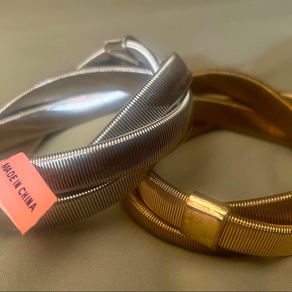 Silver and Gold Bracelets.